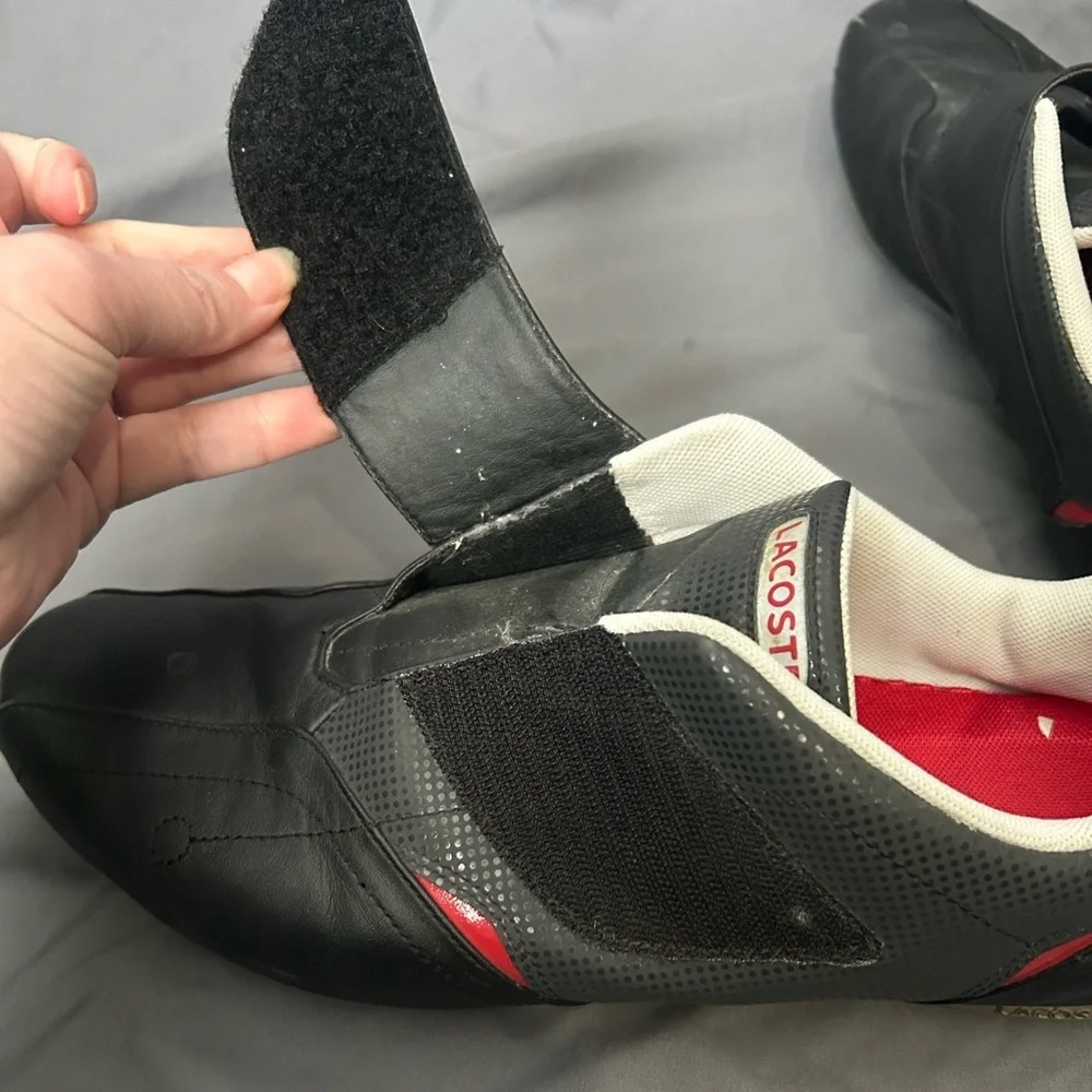 Lacoste Protect CRT low-top sneaker black red leather velcro closure Size 11.5 - Picture 7 of 10